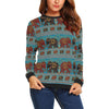 Tribal Elephant Print Women Crewneck Sweatshirt-grizzshop