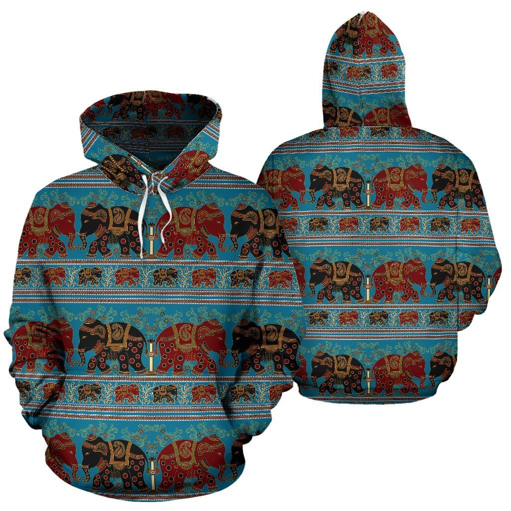 Tribal Elephant Print Women Men Pullover Hoodie-grizzshop