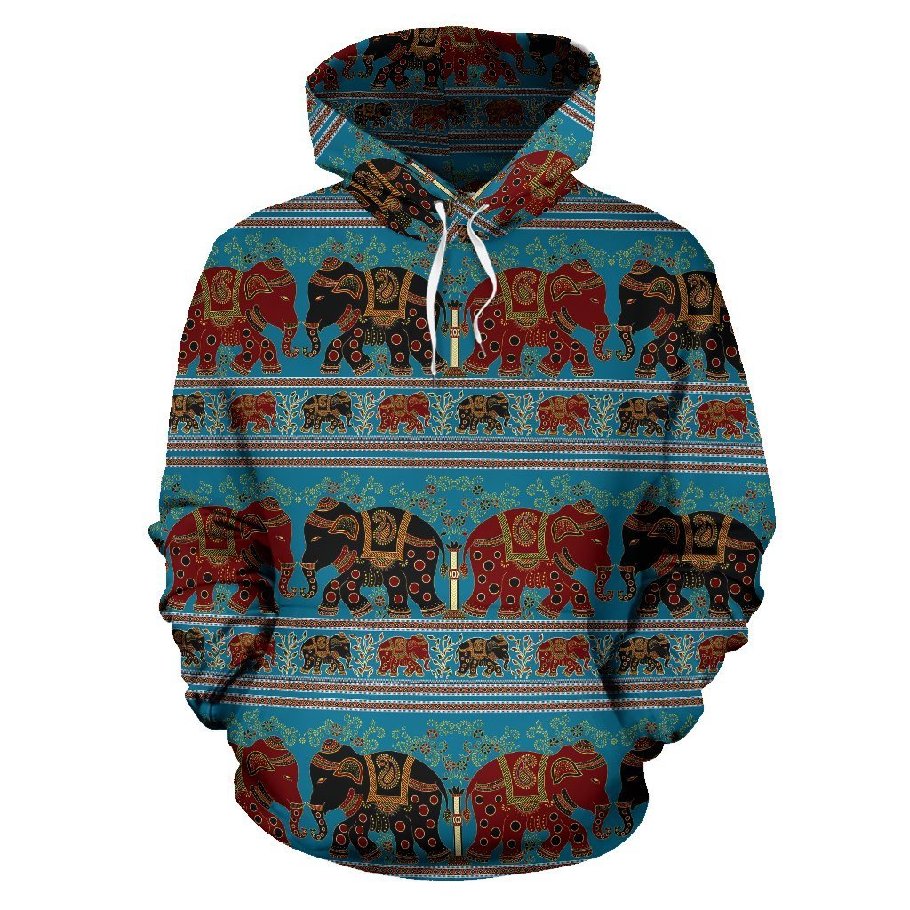 Tribal Elephant Print Women Men Pullover Hoodie-grizzshop