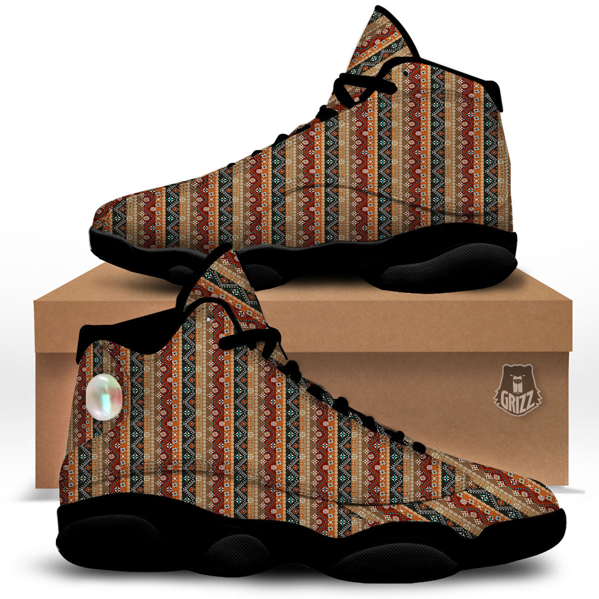 Tribal Ethnic Boho Print Pattern Black Basketball Shoes-grizzshop