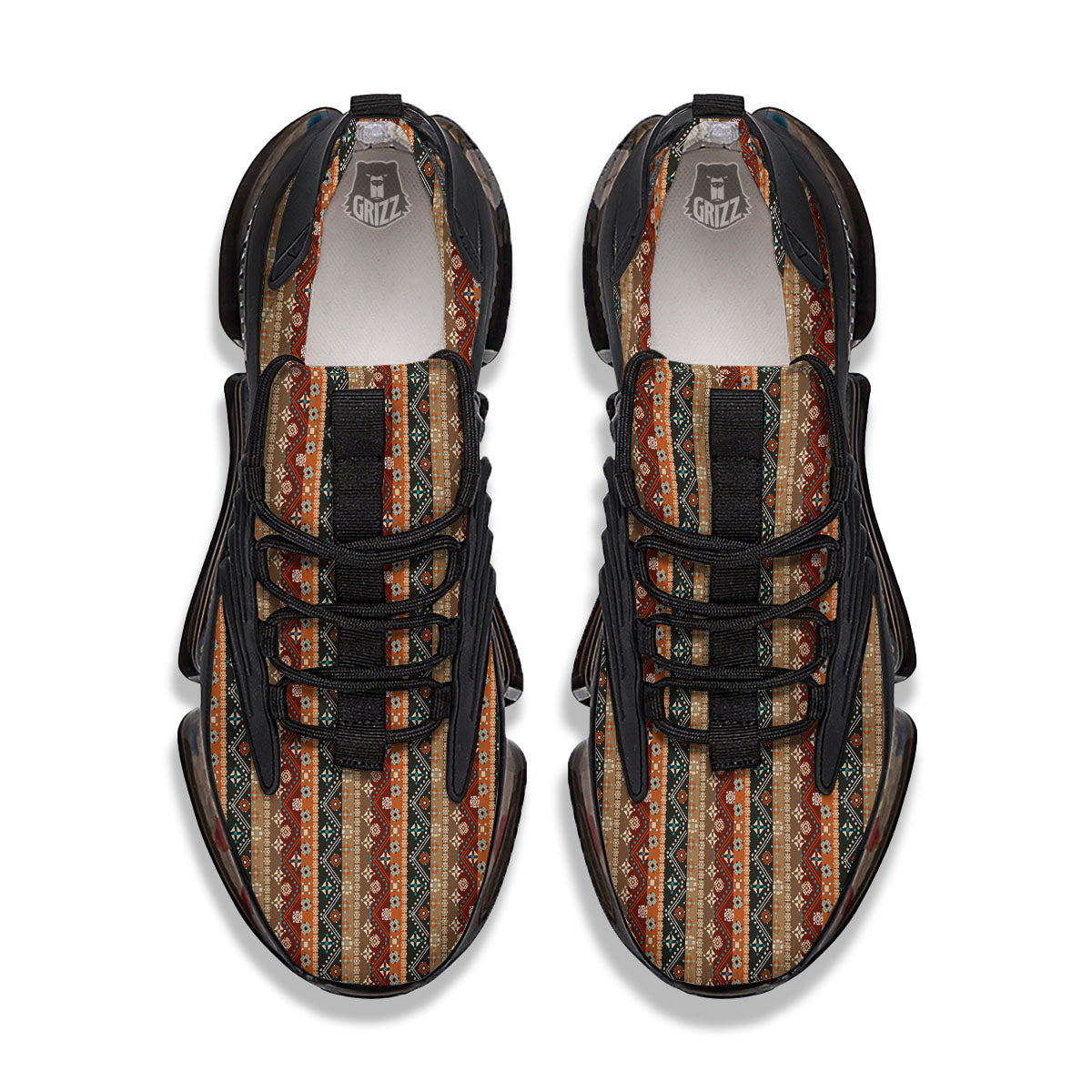 Tribal Ethnic Boho Print Pattern Black Gym Shoes-grizzshop