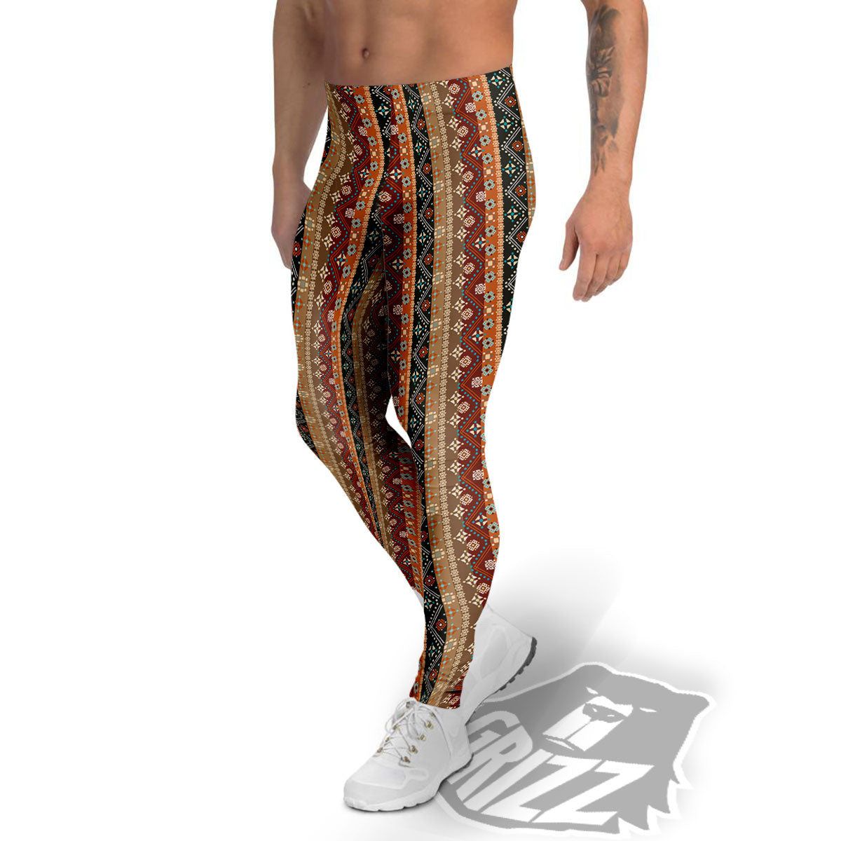 Tribal Ethnic Boho Print Pattern Men's Leggings-grizzshop