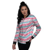 Tribal Ethnic Pink Blue Egypt Print Pattern Women's Bomber Jacket-grizzshop