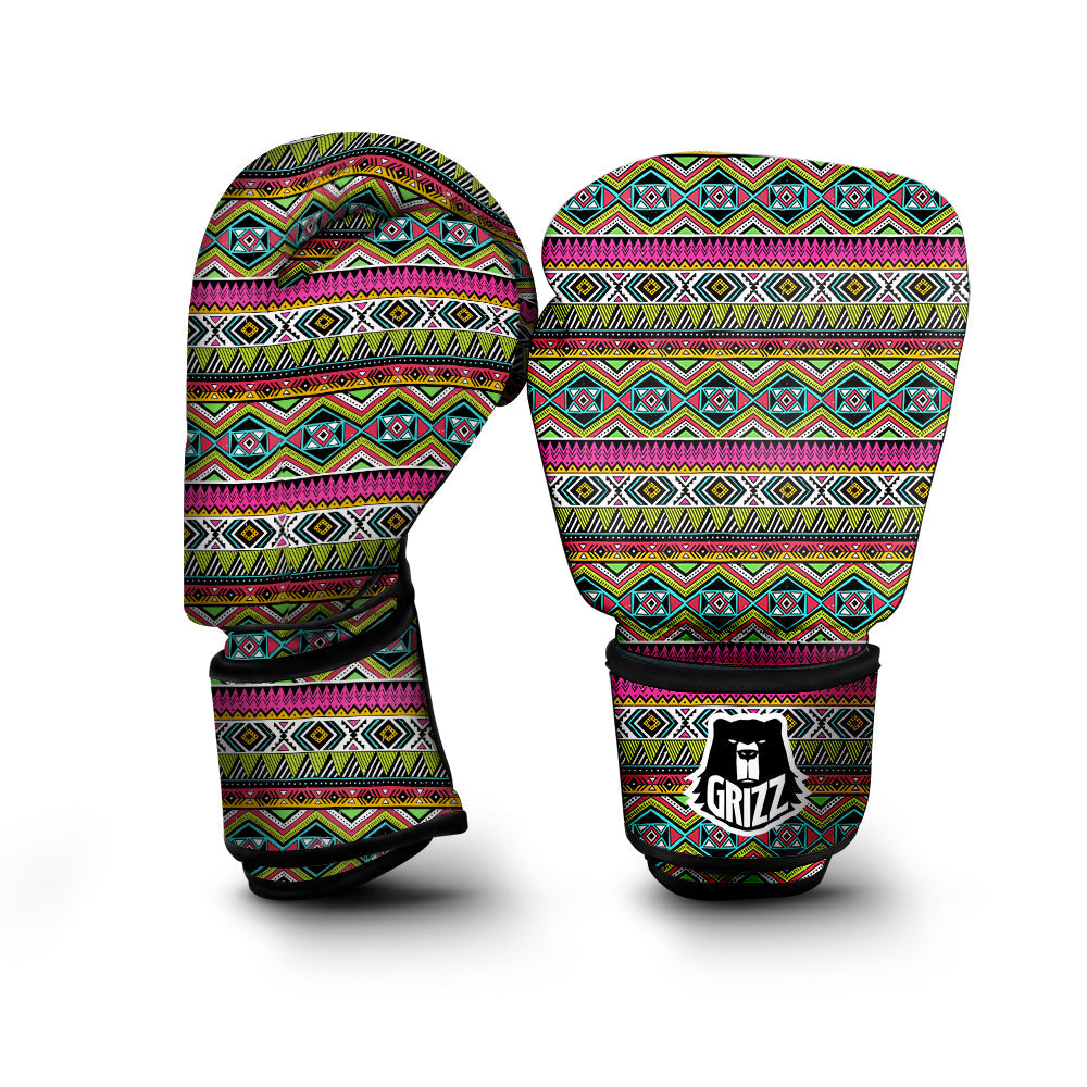 Tribal Geometric Colorful Print Pattern Boxing Gloves-grizzshop