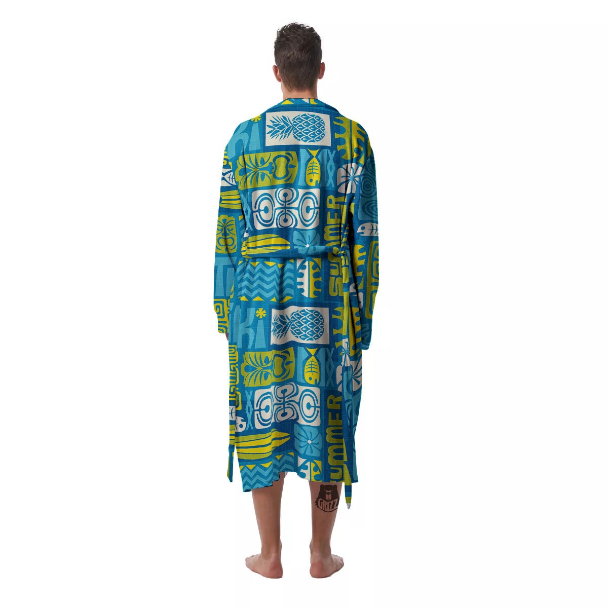 Tribal Hawaii Polynesian Print Men's Robe-grizzshop