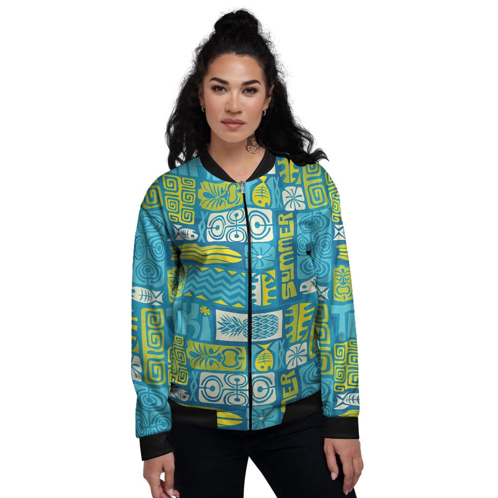 Tribal Hawaii Polynesian Print Women's Bomber Jacket-grizzshop