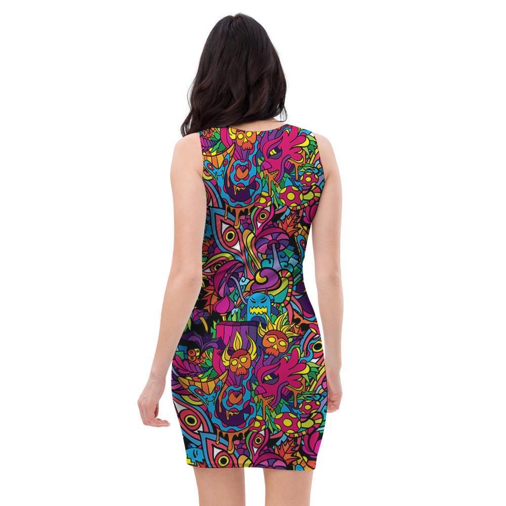 Tribal Hippie Trippy Bodycon Dress-grizzshop