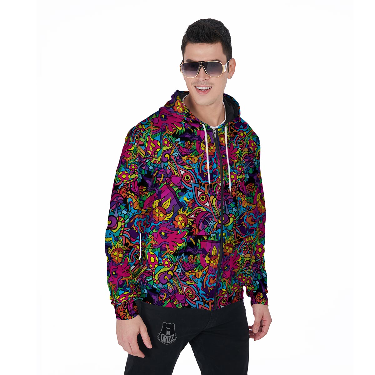Tribal Hippie Trippy Men's Zip Up Hoodie-grizzshop