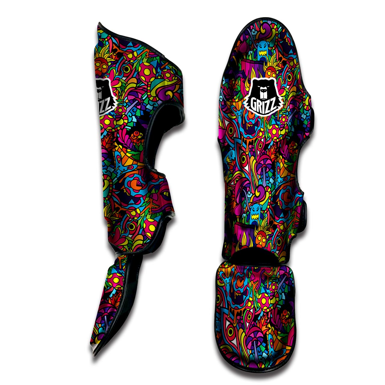 Tribal Hippie Trippy Muay Thai Shin Guard-grizzshop