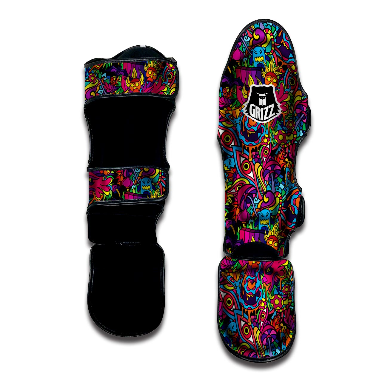 Tribal Hippie Trippy Muay Thai Shin Guard-grizzshop