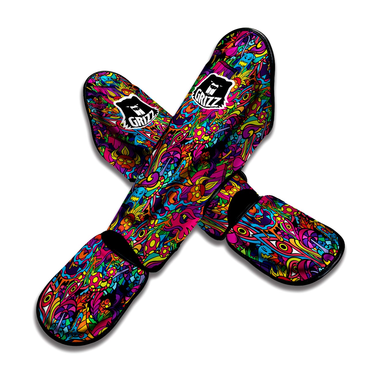 Tribal Hippie Trippy Muay Thai Shin Guard-grizzshop