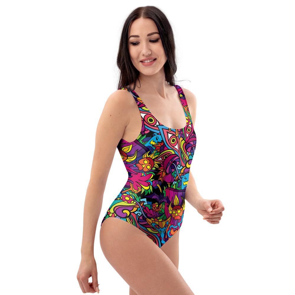 Tribal Hippie Trippy One Piece Swimsuite-grizzshop