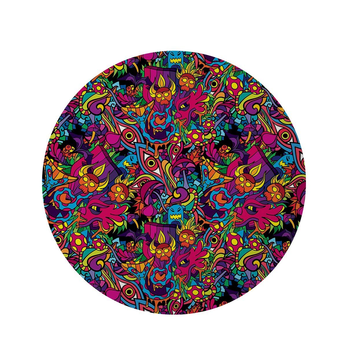 Tribal Hippie Trippy Round Rug-grizzshop