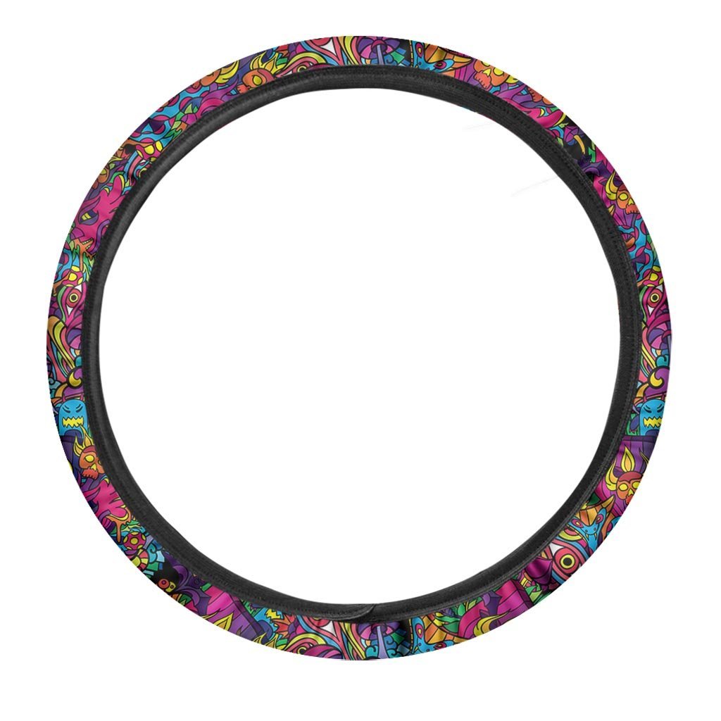 Tribal Hippie Trippy Steering Wheel Cover-grizzshop