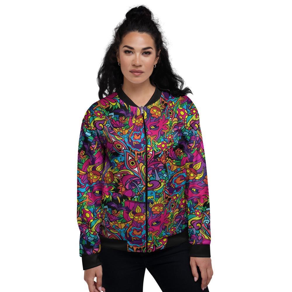 Tribal Hippie Trippy Women's Bomber Jacket-grizzshop