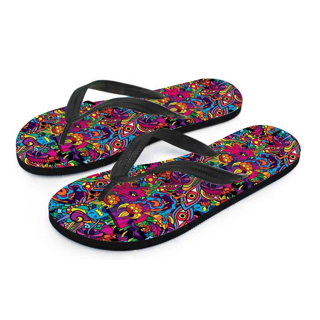Tribal Hippie Trippy Women's Flip Flops-grizzshop