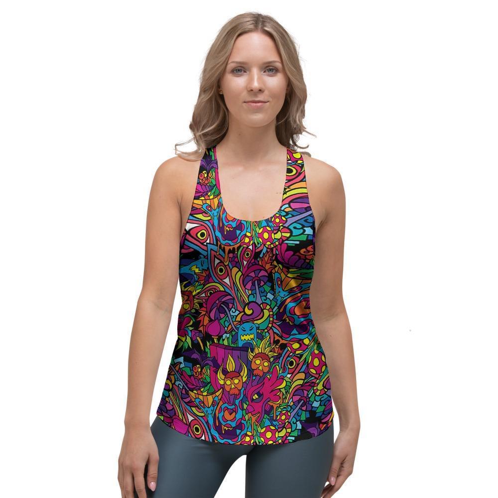 Tribal Hippie Trippy Women's Racerback Tank Top-grizzshop
