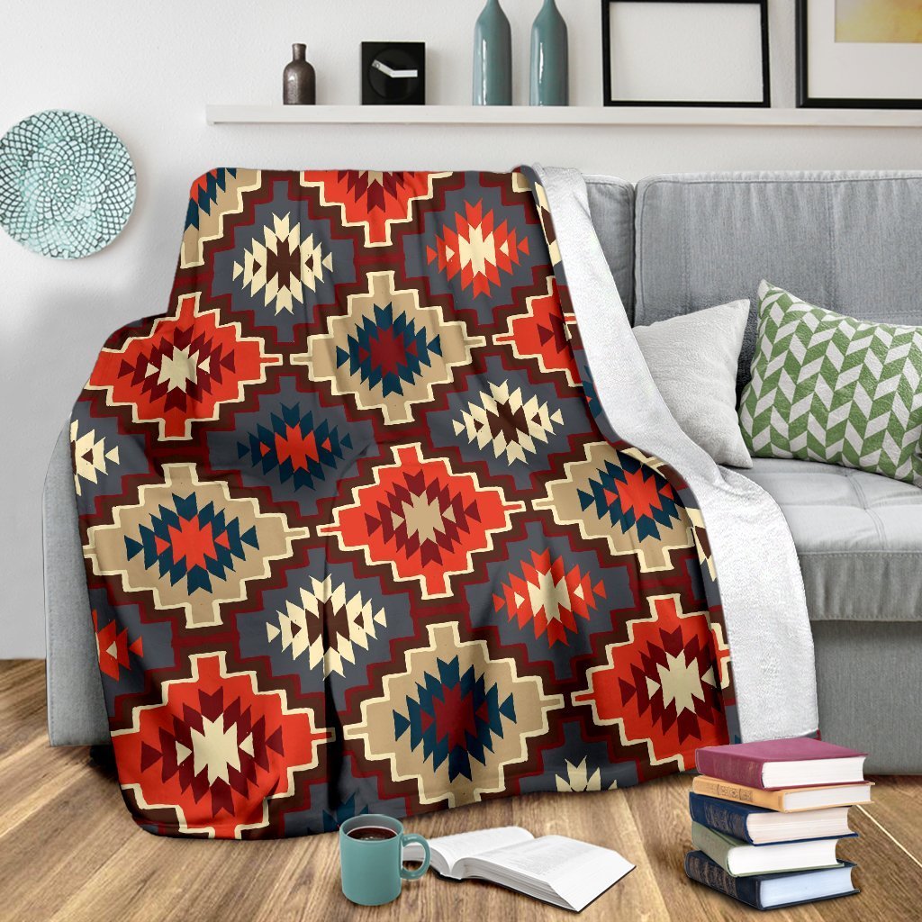 Tribal Indians Native American Aztec Navajo Print Blanket-grizzshop