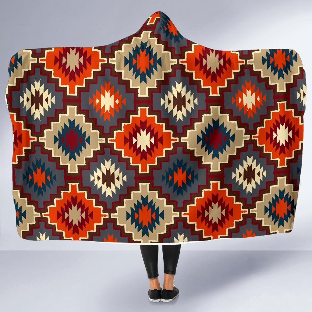 Tribal Indians Native American Aztec Navajo Print Hooded Blanket-grizzshop