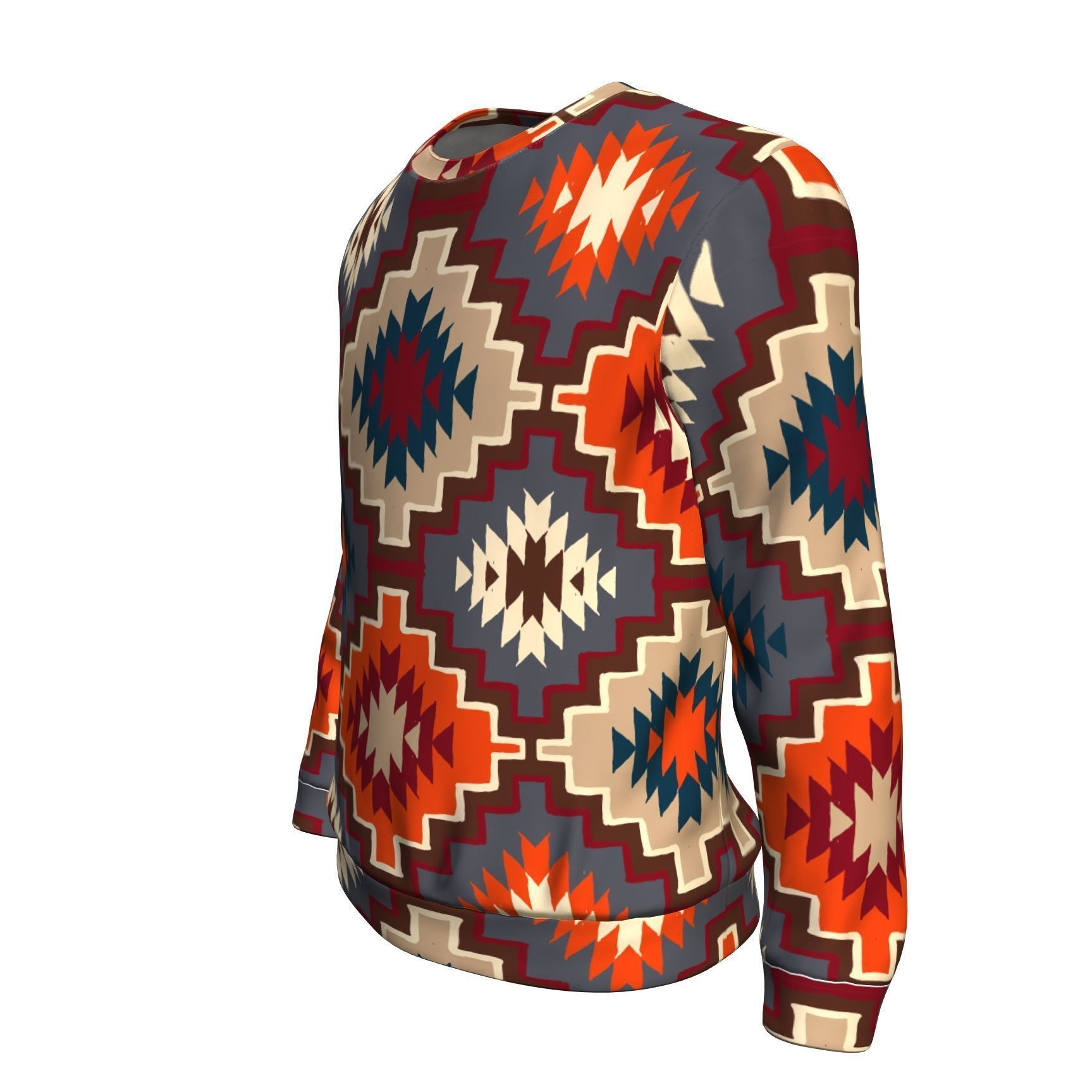 Tribal Indians Native American Aztec Navajo Print Men Crew Neck Sweatshirt-grizzshop