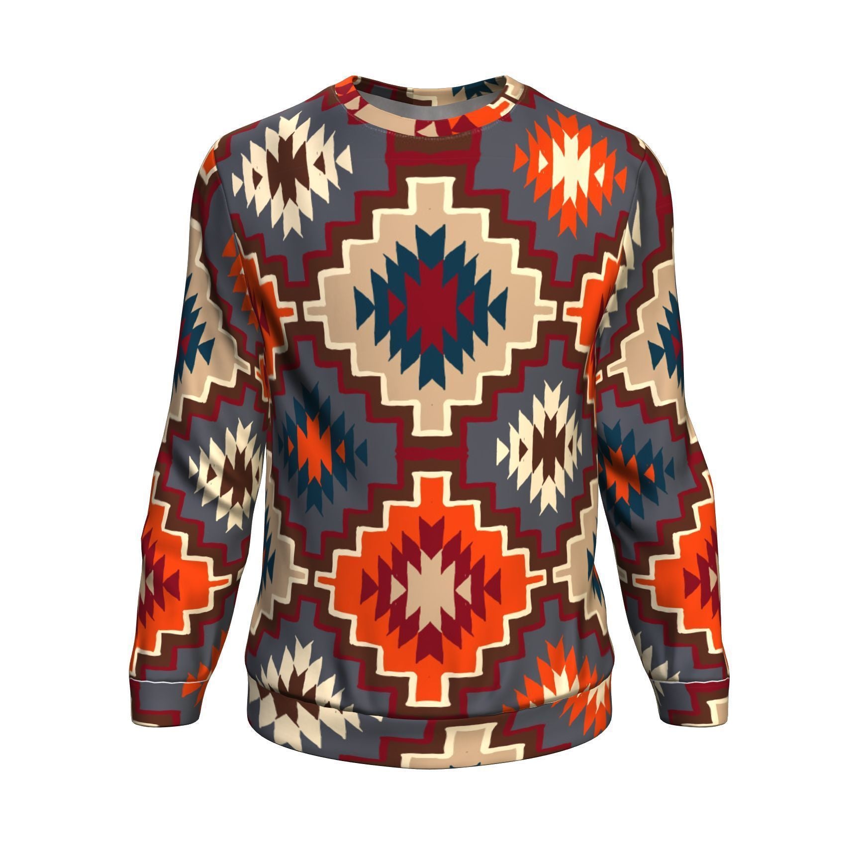 Tribal Indians Native American Aztec Navajo Print Men Crew Neck Sweatshirt-grizzshop