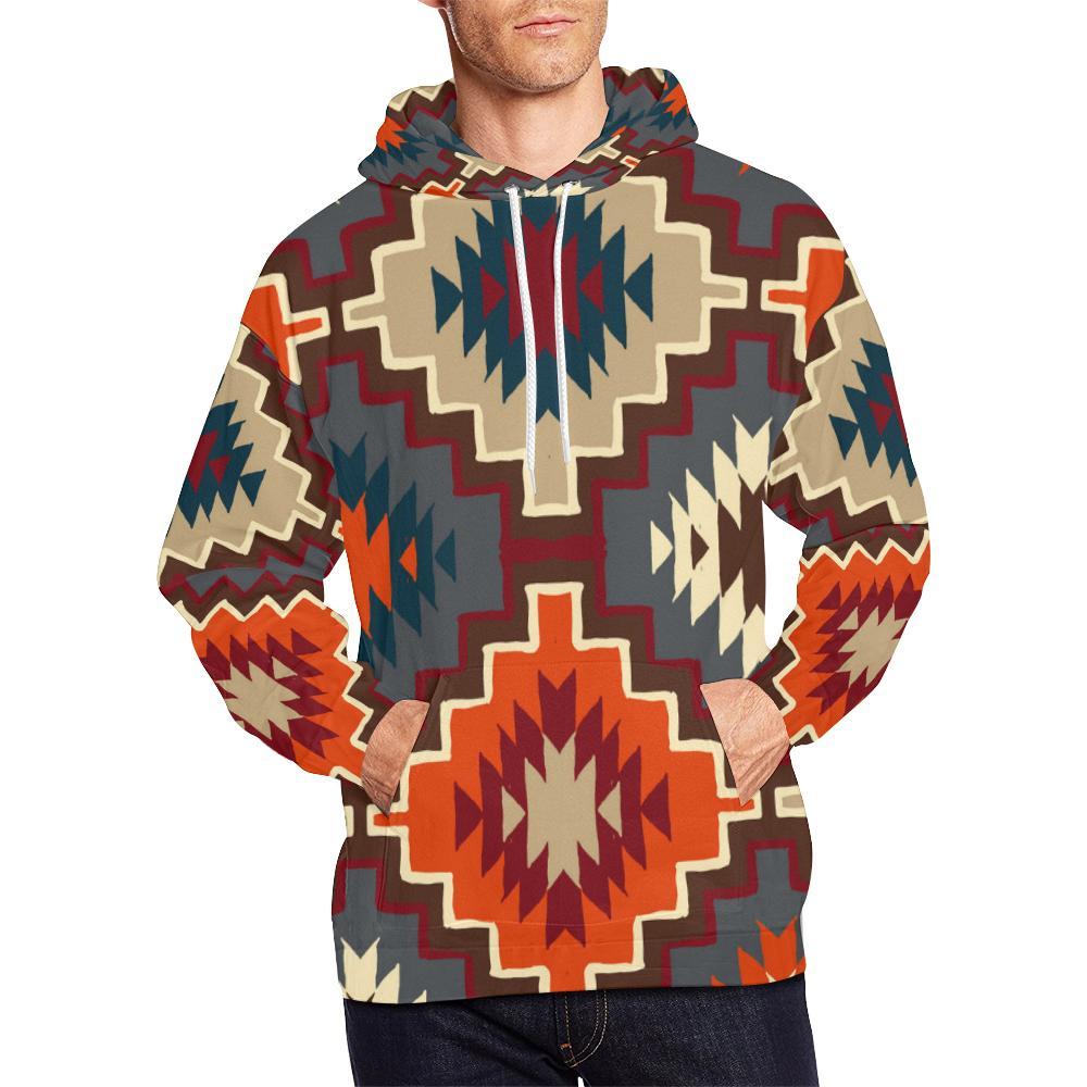 Tribal Indians Native American Aztec Navajo Print Men Pullover Hoodie-grizzshop