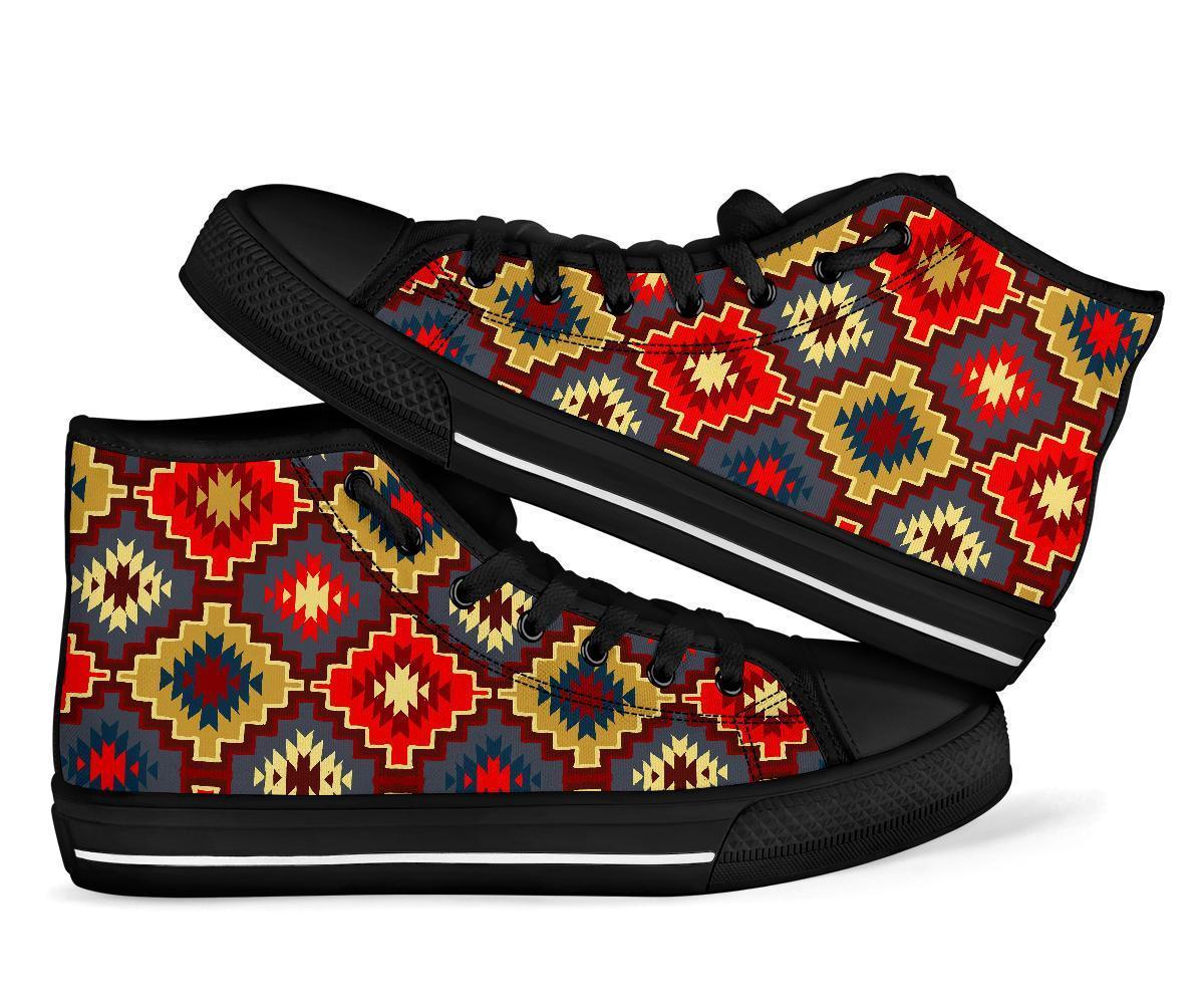 Tribal Indians Native American Aztec Navajo Print Men Women's High Top Shoes-grizzshop