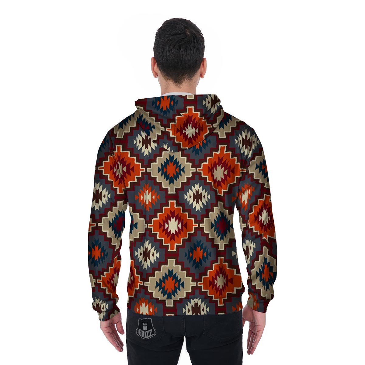 Tribal Indians Native American Aztec Navajo Print Men Zip Up Hoodie-grizzshop