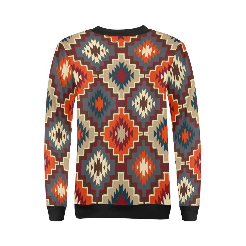 Tribal Indians Native American Aztec Navajo Print Women Crewneck Sweatshirt-grizzshop