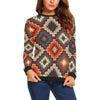 Tribal Indians Native American Aztec Navajo Print Women Crewneck Sweatshirt-grizzshop