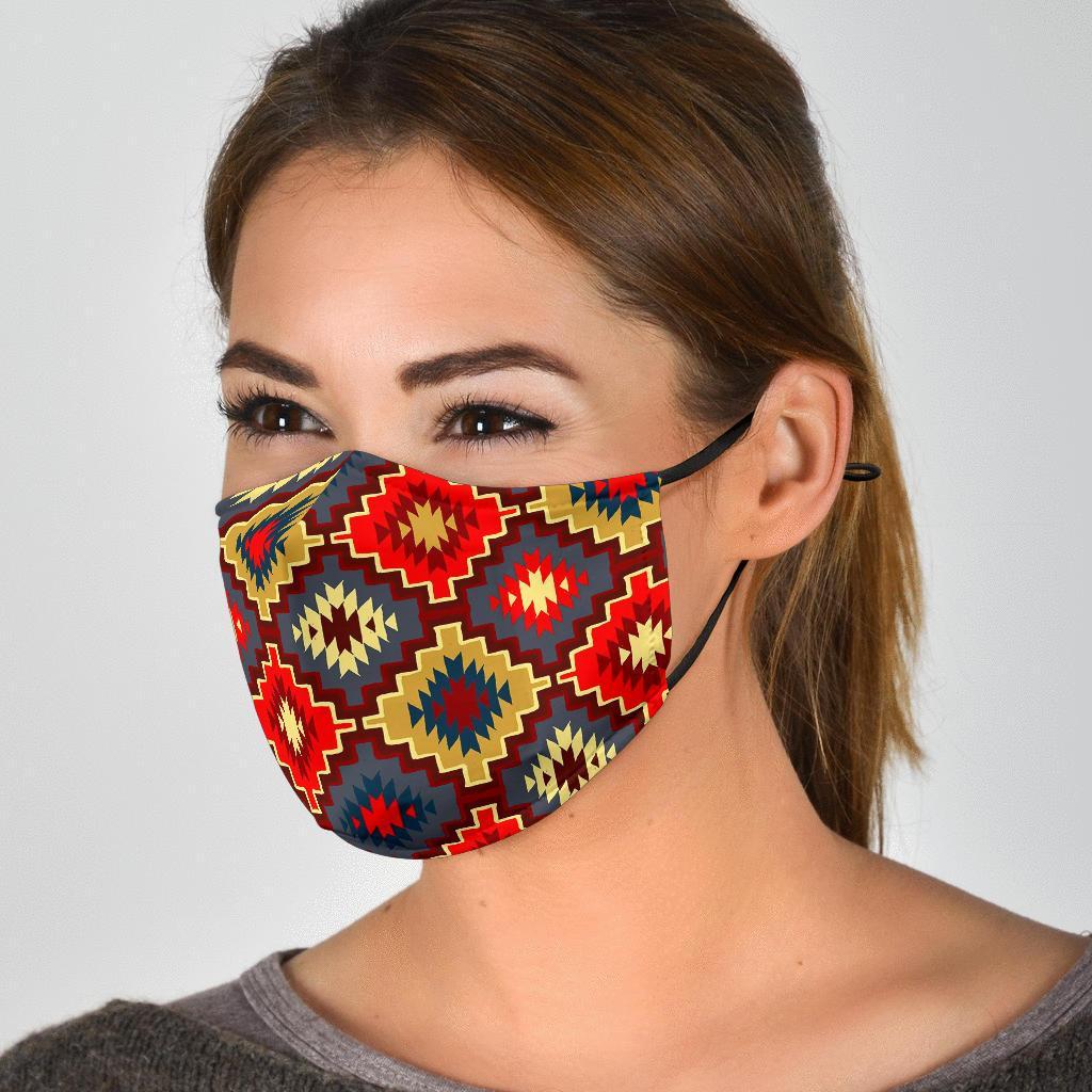 Tribal Indians Native American Aztec Pendleton Navajo Print Face Mask-grizzshop