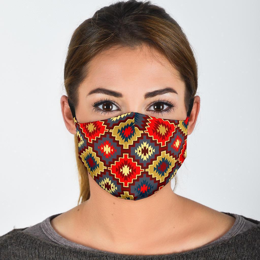 Tribal Indians Native American Aztec Pendleton Navajo Print Face Mask-grizzshop