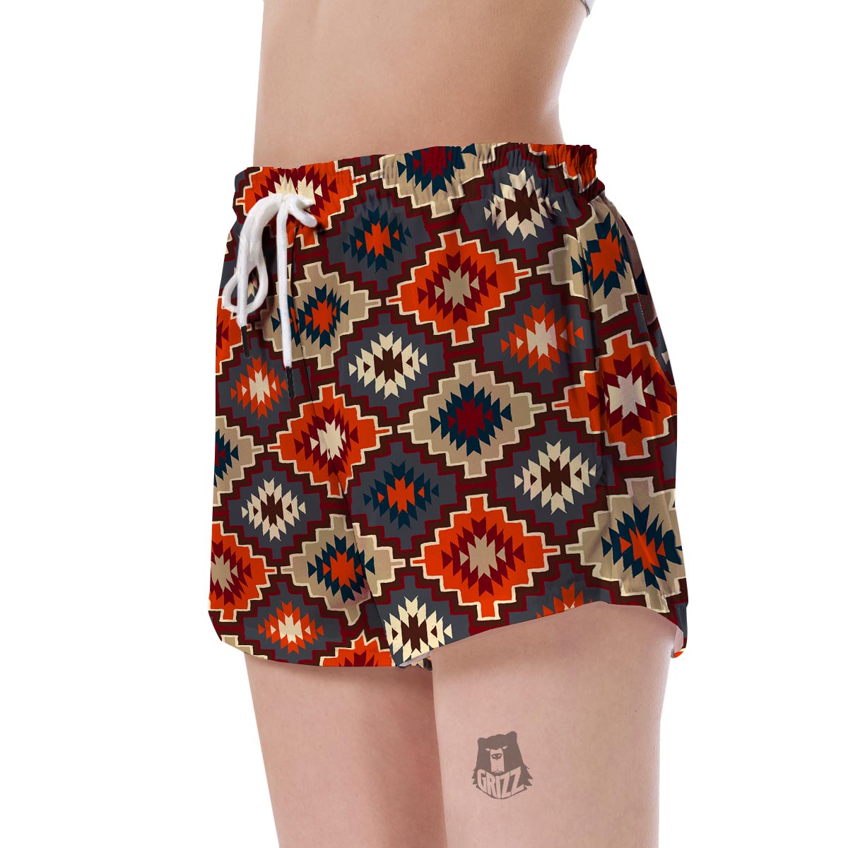 Tribal Indians Native American Aztec Pendleton Navajo Print Women's Shorts-grizzshop