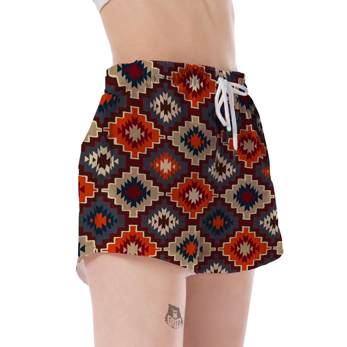 Tribal Indians Native American Aztec Pendleton Navajo Print Women's Shorts-grizzshop