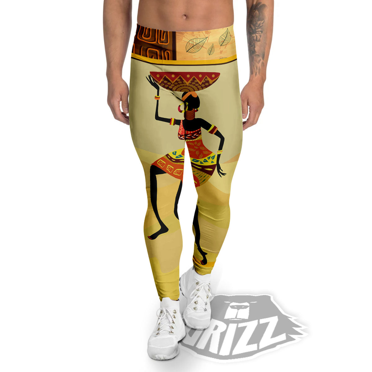 Tribal Inspired African Ethnic Print Men's Leggings-grizzshop