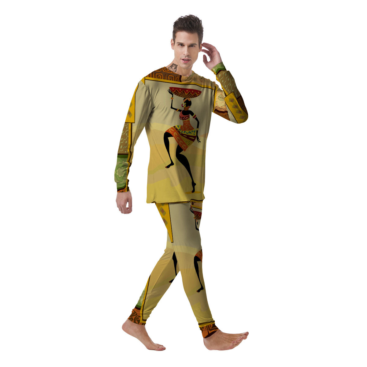 Tribal Inspired African Ethnic Print Men's Pajamas-grizzshop