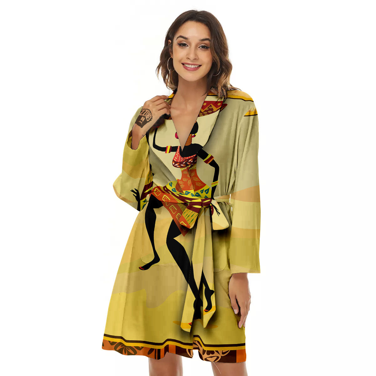 Tribal Inspired African Ethnic Print Women's Robe-grizzshop