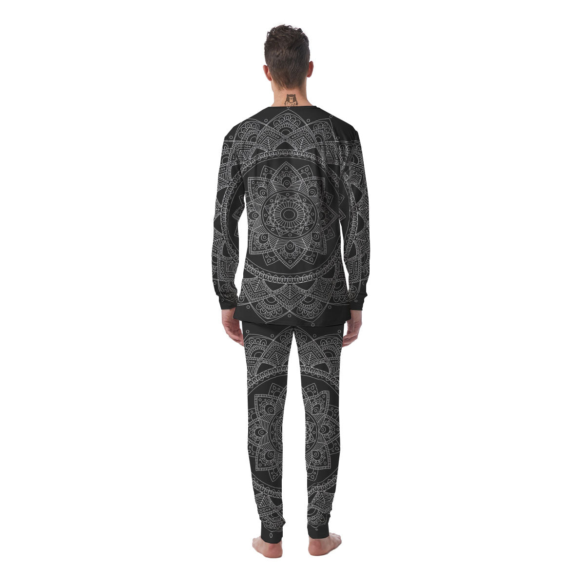 Tribal Mandala White And Black Print Men's Pajamas-grizzshop