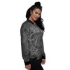 Tribal Mandala White And Black Print Women's Bomber Jacket-grizzshop