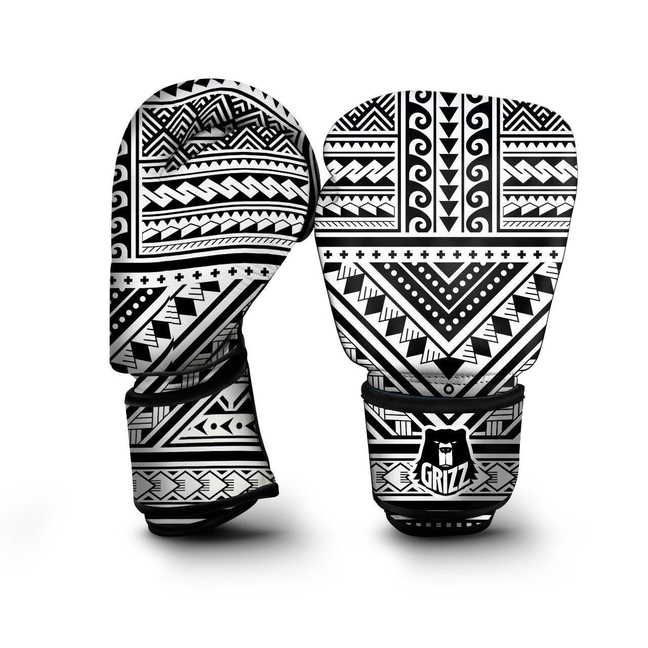 Tribal Maori Polynesian Tattoo Print Boxing Gloves-grizzshop