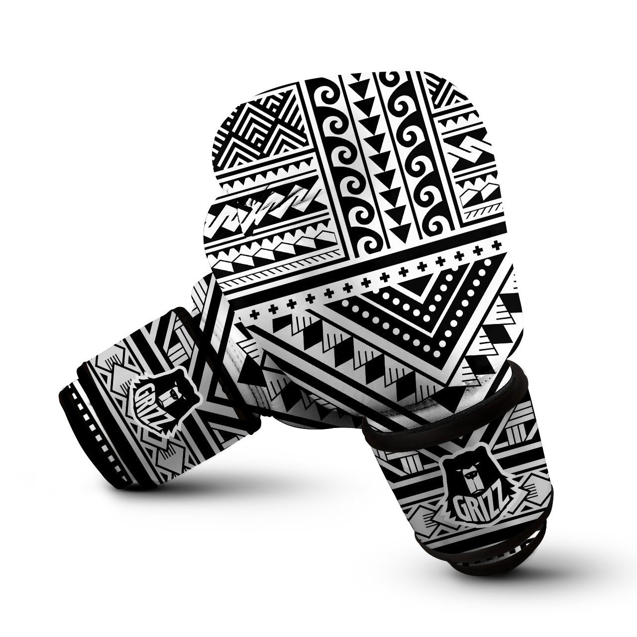 Tribal Maori Polynesian Tattoo Print Boxing Gloves-grizzshop