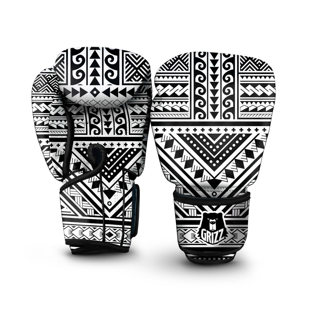 Tribal Maori Polynesian Tattoo Print Boxing Gloves-grizzshop