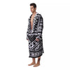 Tribal Maori Polynesian Tattoo Print Men's Robe-grizzshop