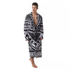 Tribal Maori Polynesian Tattoo Print Men's Robe-grizzshop