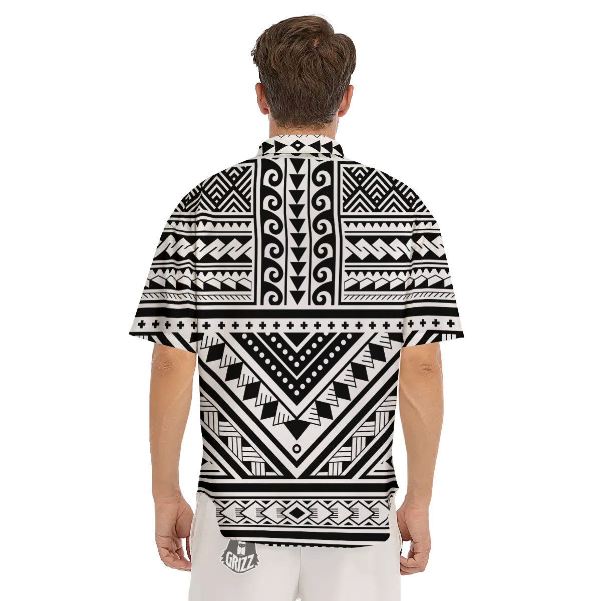 Tribal Maori Polynesian Tattoo Print Men's Short Sleeve Shirts-grizzshop