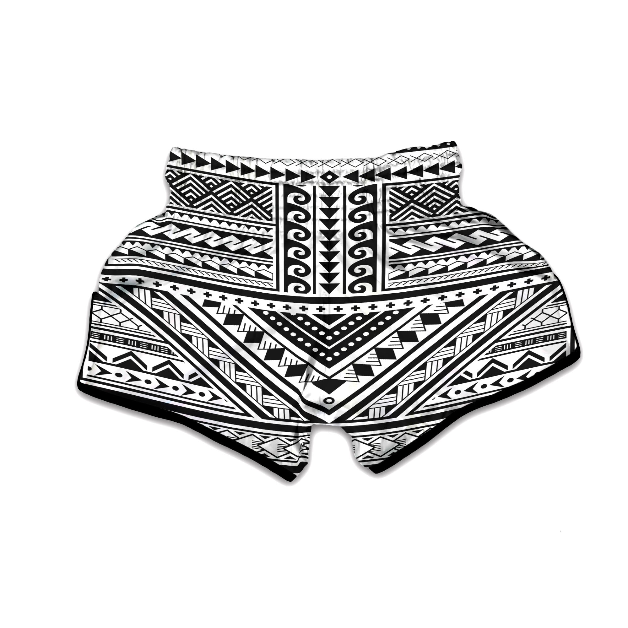 Tribal Maori Polynesian Tattoo Print Muay Thai Boxing Shorts-grizzshop