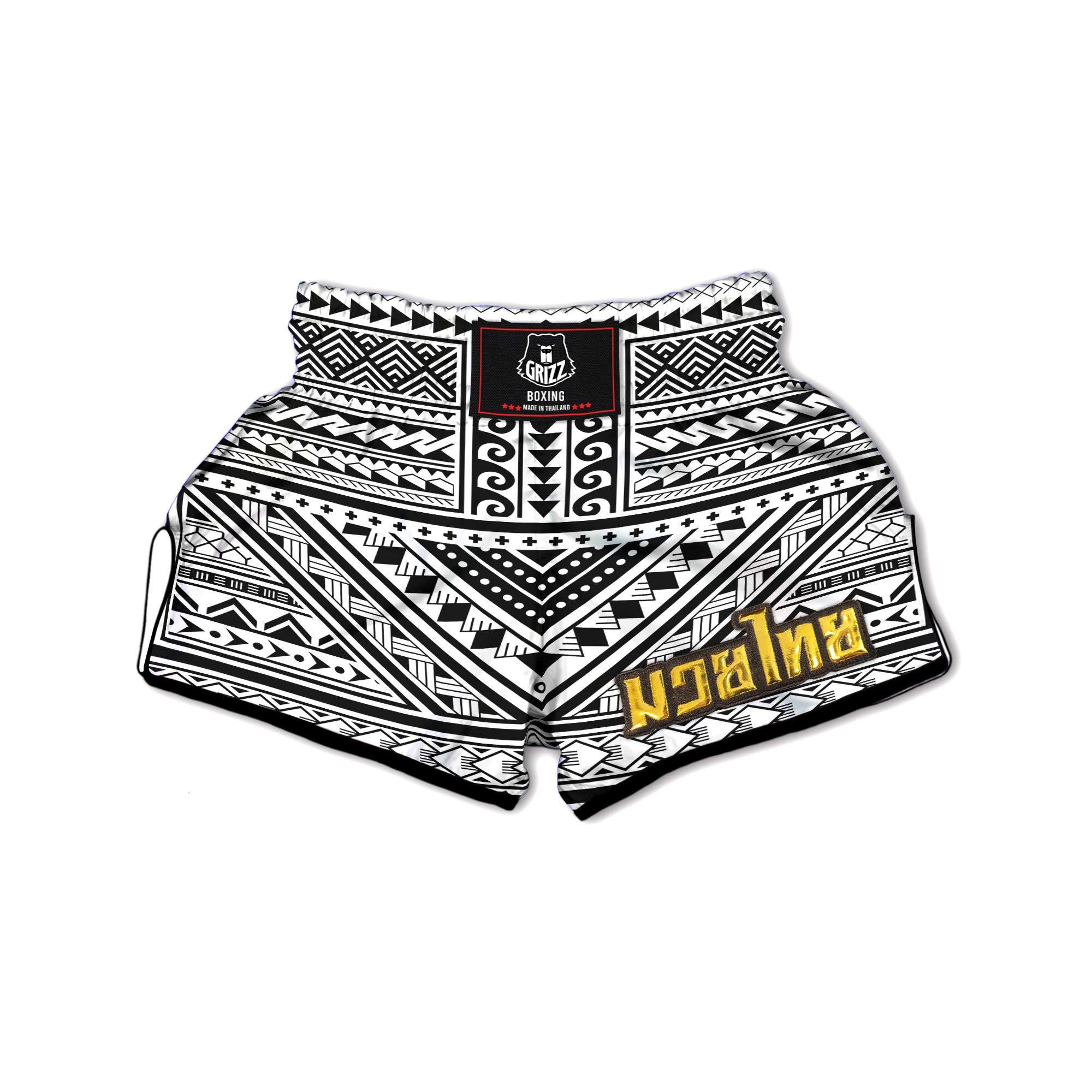 Tribal Maori Polynesian Tattoo Print Muay Thai Boxing Shorts-grizzshop