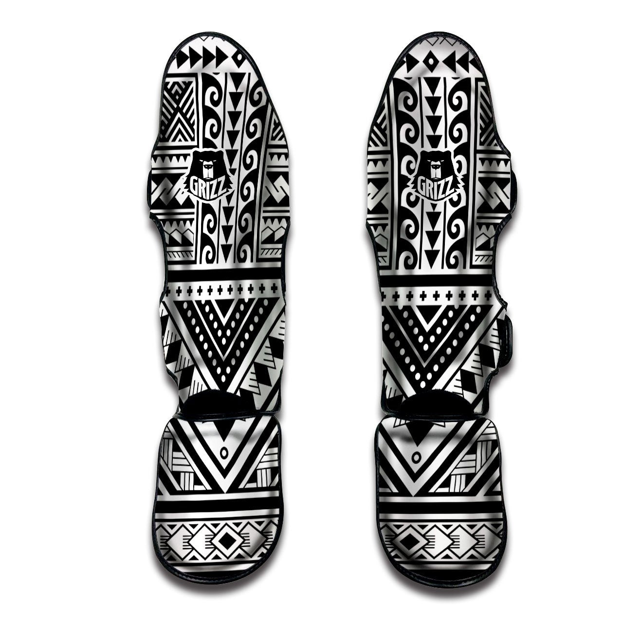 Tribal Maori Polynesian Tattoo Print Muay Thai Shin Guards-grizzshop