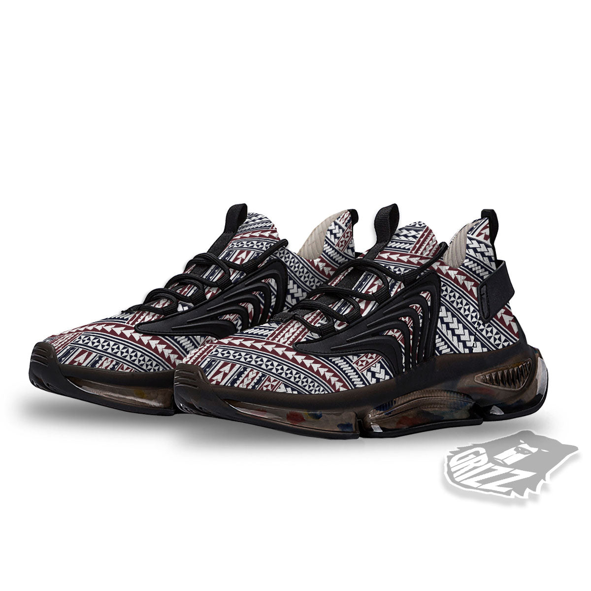 Tribal Maori Print Black Gym Shoes-grizzshop