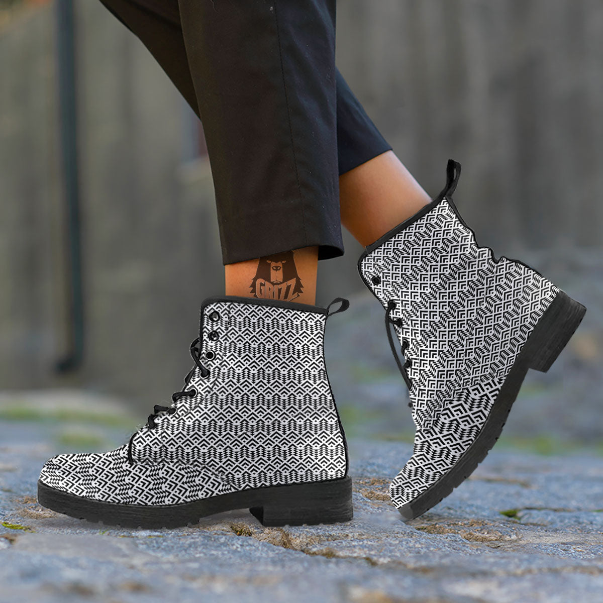 Tribal Maori Print Pattern Leather Boots-grizzshop